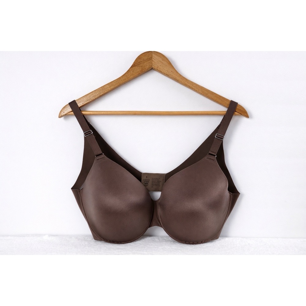 Soma Vanishing Back Full Coverage Size 38DD Bra Back Closure Taupe Padded